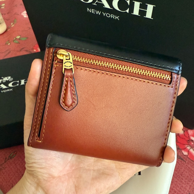 coach經典拼色三折短夾-5