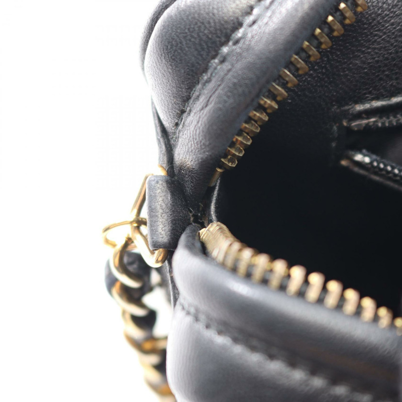 香奈兒 (CHANEL) 菱格紋鏈條斜背包 羊皮 黑色 GHW 二手 女款 CC-11