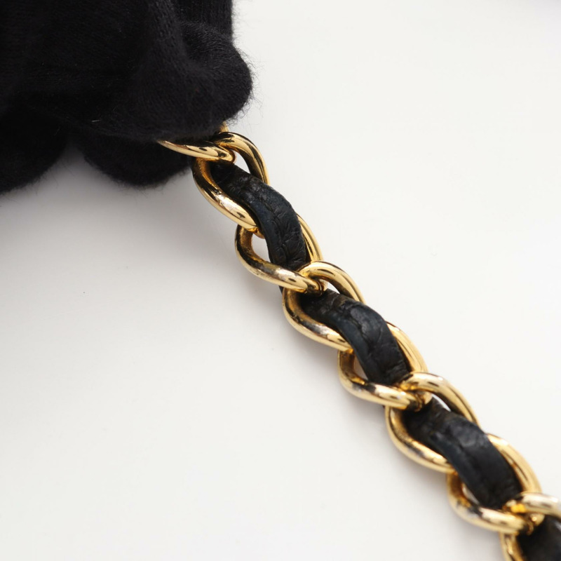 香奈兒 (CHANEL) 菱格紋鏈條斜背包 羊皮 黑色 GHW 二手 女款 CC-13