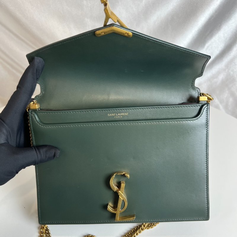 YSL 綠色信封鏈條包-3