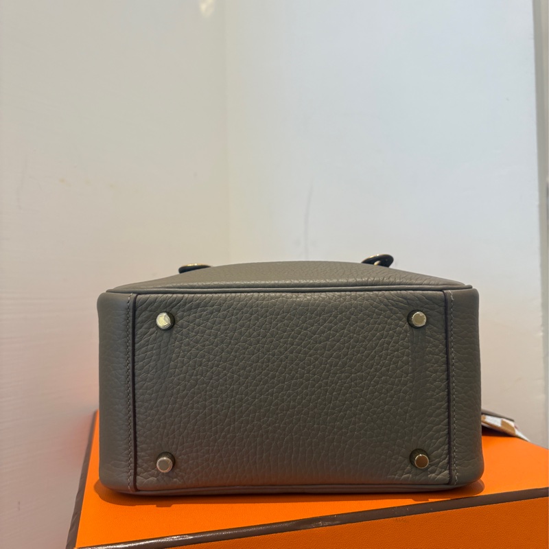 Hermes大象灰金扣編織背袋mini Lindy-8