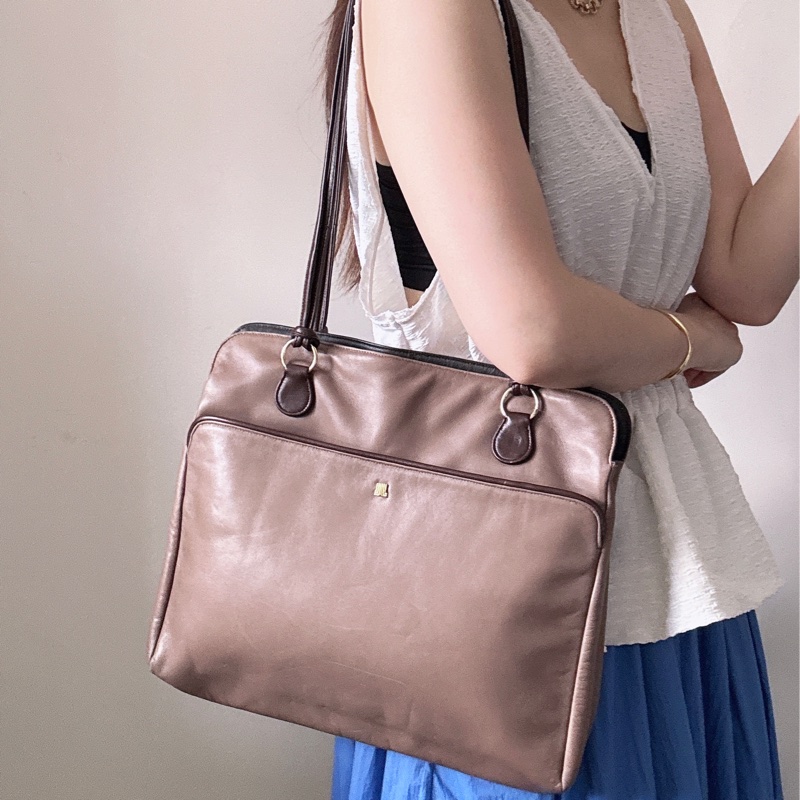 LANVIN 羊革托特包 Tote Bag 通勤包 上學 輕便真皮-0