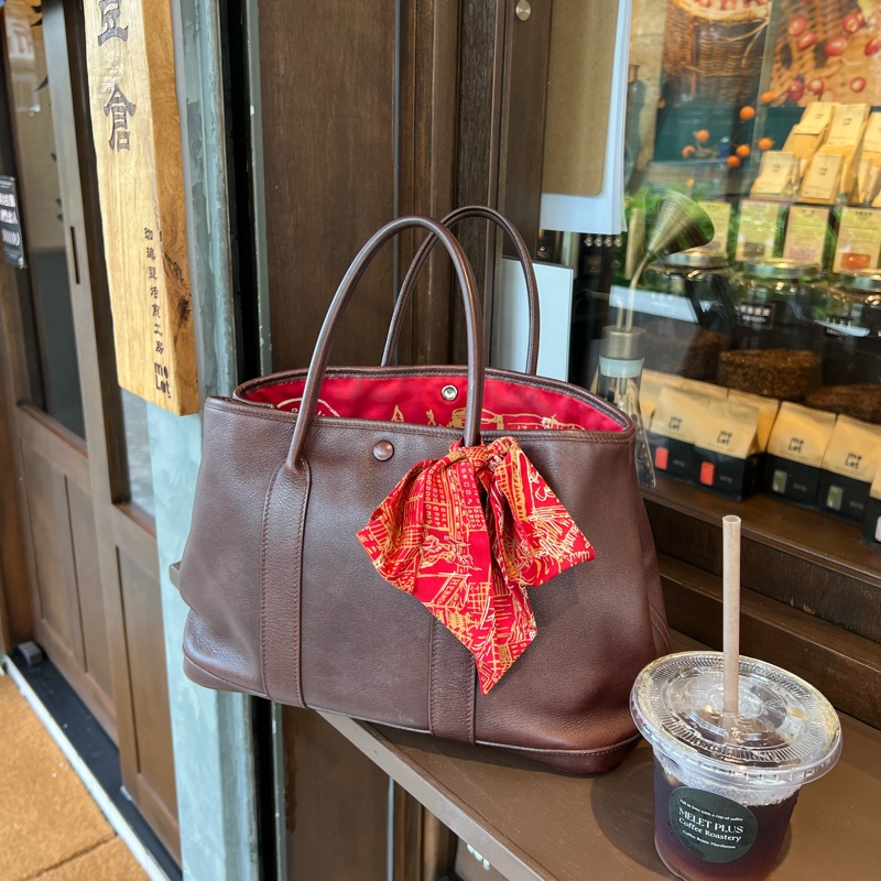Hermes 愛馬仕Garden Party30 花園 中古 絲巾款 全皮 巧克力色-1