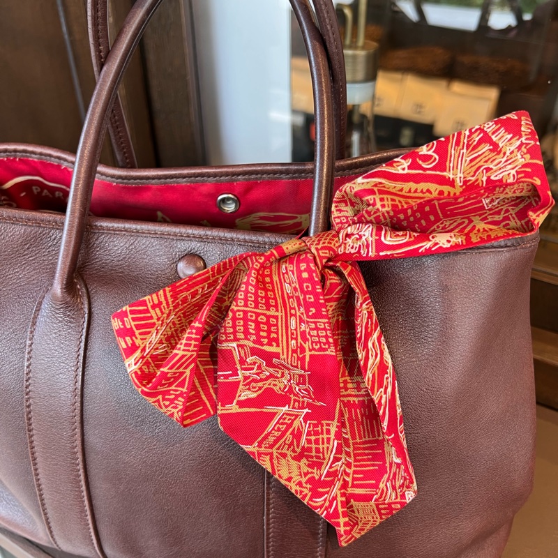Hermes 愛馬仕Garden Party30 花園 中古 絲巾款 全皮 巧克力色-2
