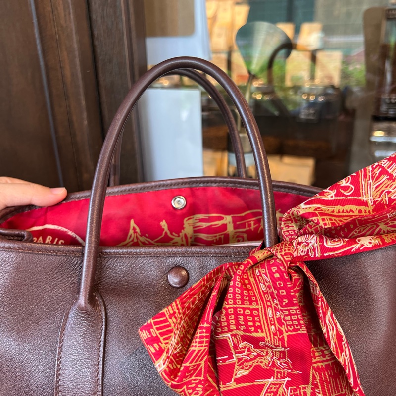 Hermes 愛馬仕Garden Party30 花園 中古 絲巾款 全皮 巧克力色-3