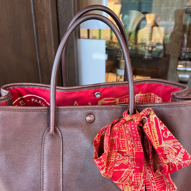 Hermes 愛馬仕Garden Party30 花園 中古 絲巾款 全皮 巧克力色-5