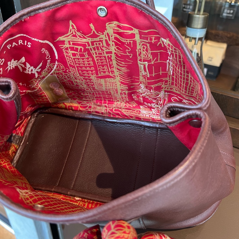 Hermes 愛馬仕Garden Party30 花園 中古 絲巾款 全皮 巧克力色-6