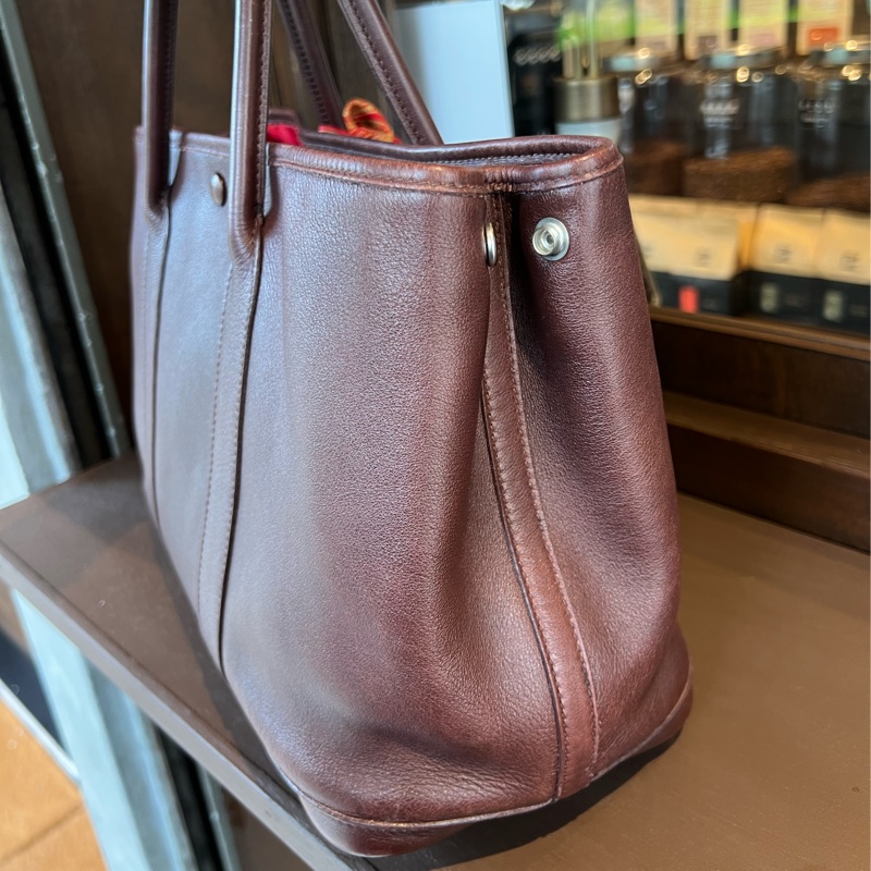 Hermes 愛馬仕Garden Party30 花園 中古 絲巾款 全皮 巧克力色-10