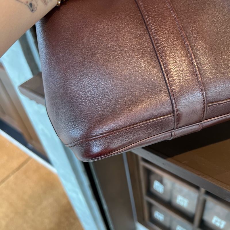 Hermes 愛馬仕Garden Party30 花園 中古 絲巾款 全皮 巧克力色-13