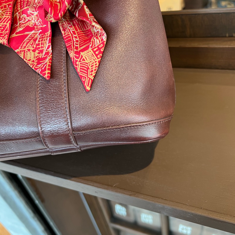 Hermes 愛馬仕Garden Party30 花園 中古 絲巾款 全皮 巧克力色-15