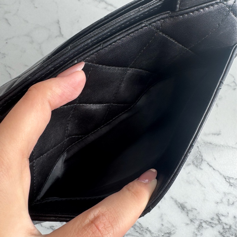 chanel黑菱格拉鏈方形肩背包-20