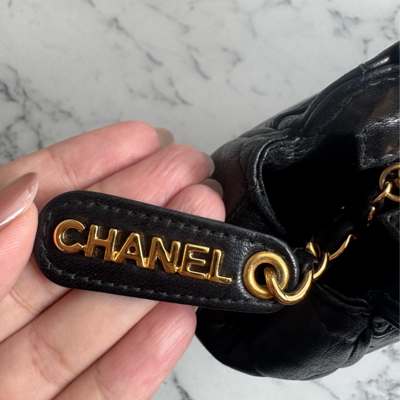 chanel黑菱格拉鏈方形肩背包-23