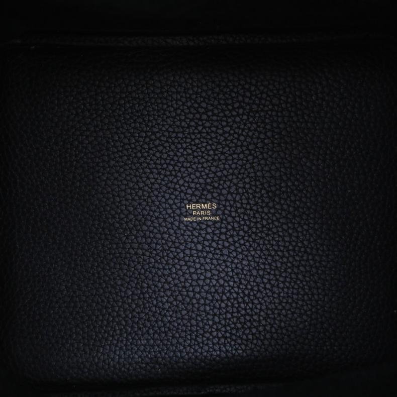 Picotin 菜籃子 22 89黑色 TC皮 Y刻 金釦-5