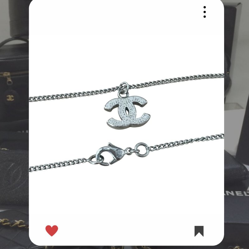 💖 9 月新品上架 🔥💖 ✨超美新到 ！香奈兒 Chanel 經典銀色水鑽項鏈 🔥 香奈兒熱賣款 香奈兒項鏈 CHANEL NECKLACE-3
