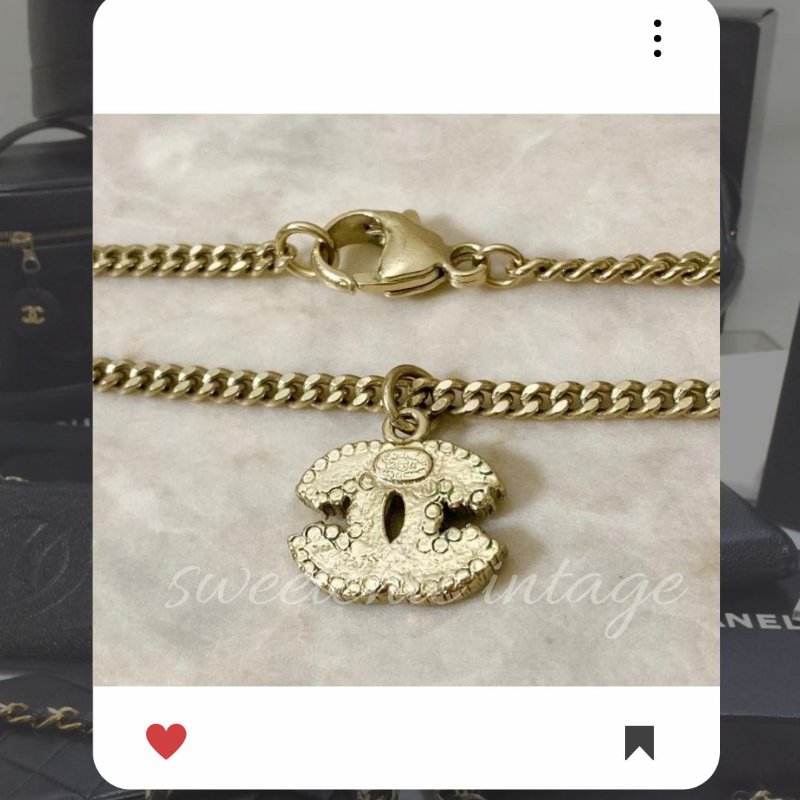 💖 9 月新品上架 🔥💖 ✨超美新到 ！香奈兒 Chanel 金色水鑽項鏈 🔥 香奈兒熱賣款 香奈兒項鏈 CHANEL NECKLACE-2