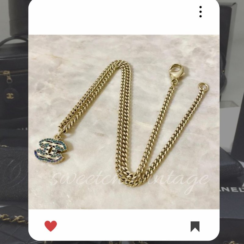 💖 9 月新品上架 🔥💖 ✨超美新到 ！香奈兒 Chanel 金色水鑽項鏈 🔥 香奈兒熱賣款 香奈兒項鏈 CHANEL NECKLACE-6