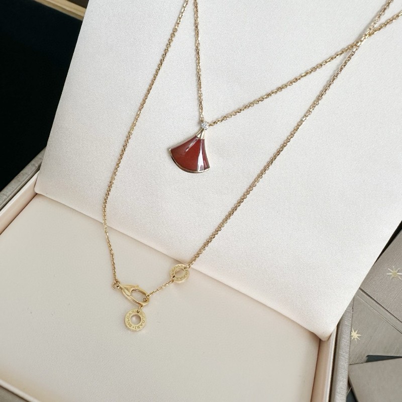 Bvlgari/寶格麗diva系列紅玉髓扇子項鍊小號 19小-0