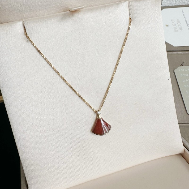 Bvlgari/寶格麗diva系列紅玉髓扇子項鍊小號 19小-1