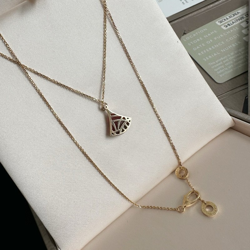 Bvlgari/寶格麗diva系列紅玉髓扇子項鍊小號 19小-2