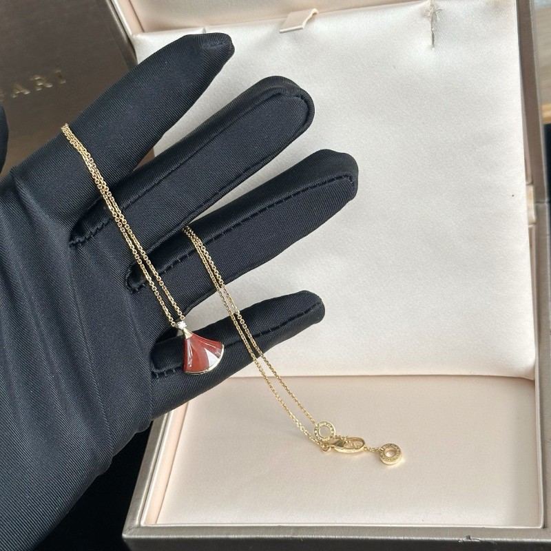 Bvlgari/寶格麗diva系列紅玉髓扇子項鍊小號 19小-3