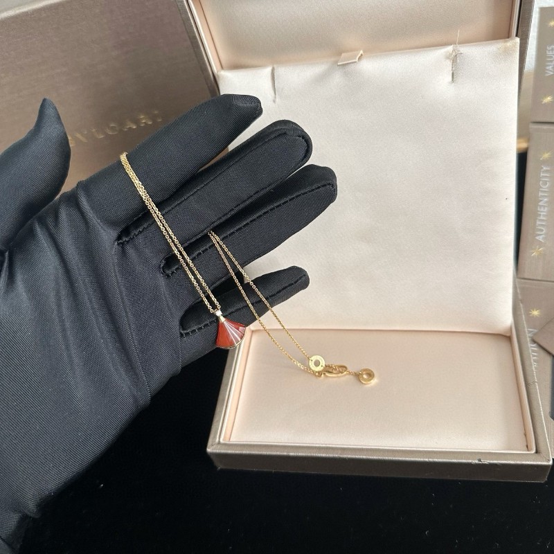 Bvlgari/寶格麗diva系列紅玉髓扇子項鍊小號 19小-4