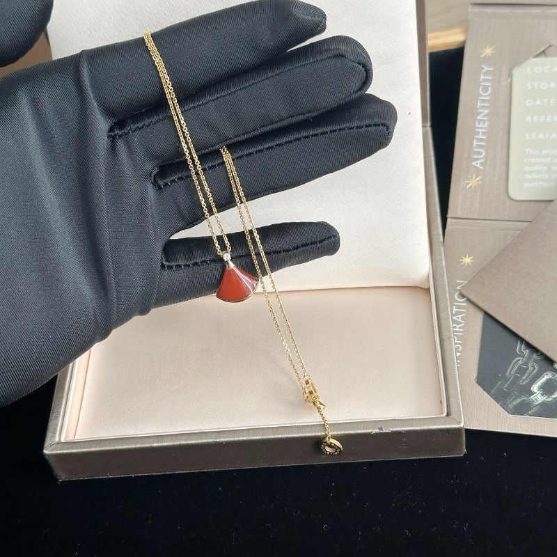 Bvlgari/寶格麗diva系列紅玉髓扇子項鍊小號 19小-5