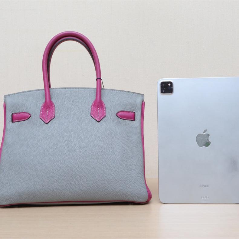 Birkin 30 L3玫瑰紫拼4Z海鷗灰 Togo皮 C刻 銀釦-2
