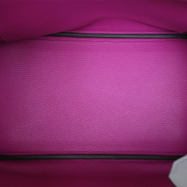 Birkin 30 L3玫瑰紫拼4Z海鷗灰 Togo皮 C刻 銀釦-5