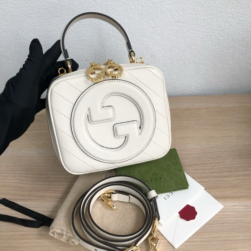 古馳Gucci Blondie小號 新款 白色 盒子包 手提包 斜背包-0