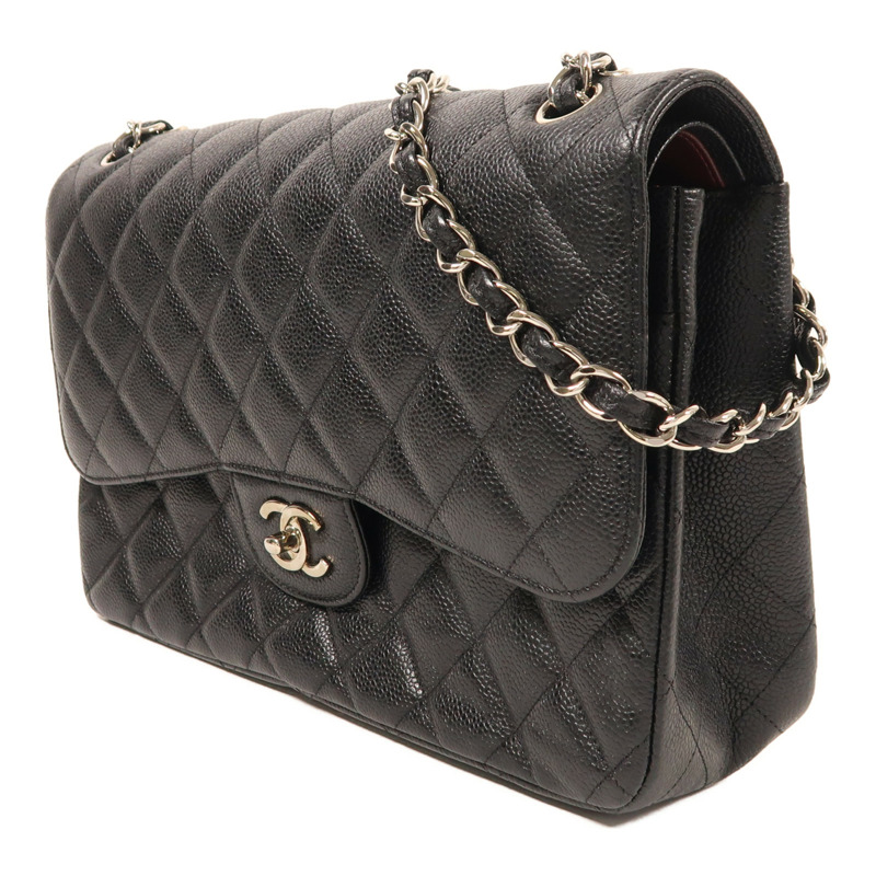 CHANEL 牛皮皮革Large Classic銀扣鏈帶肩背袋-2