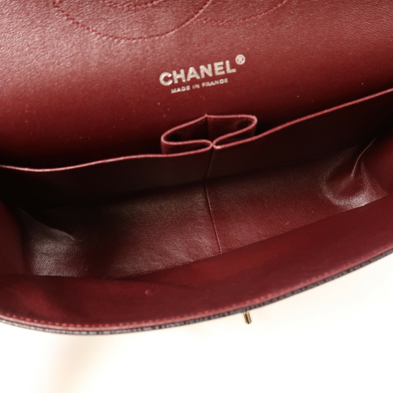 CHANEL 牛皮皮革Large Classic銀扣鏈帶肩背袋-4