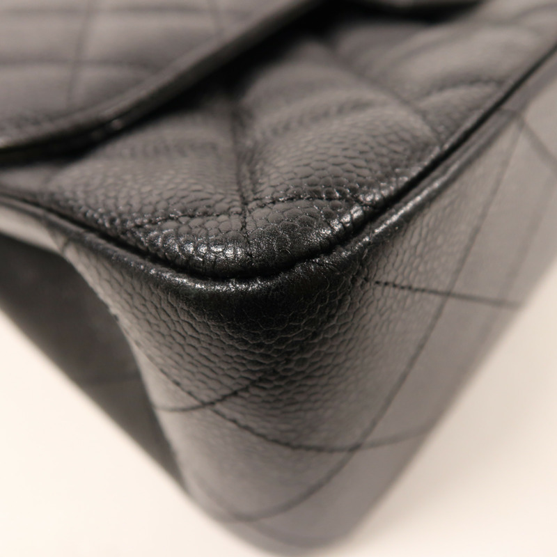 CHANEL 牛皮皮革Large Classic銀扣鏈帶肩背袋-11