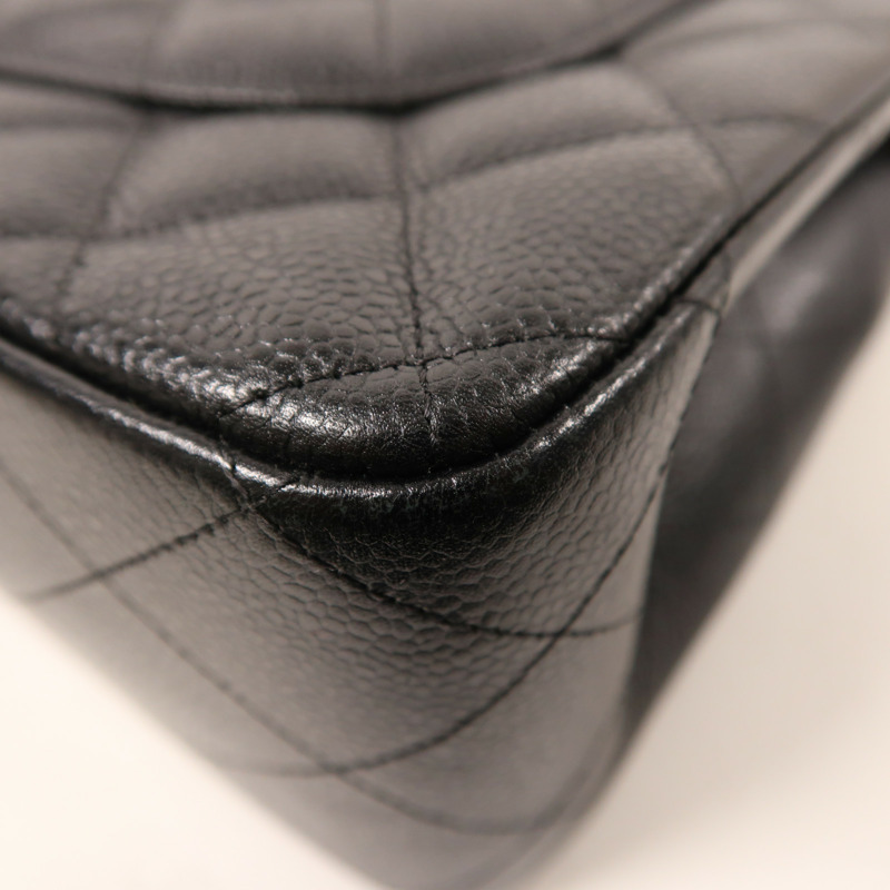 CHANEL 牛皮皮革Large Classic銀扣鏈帶肩背袋-12