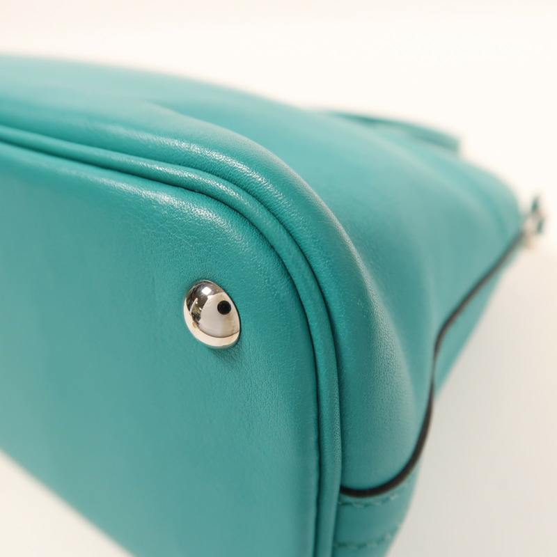 HERMES Swift皮革Bolide 27銀扣手挽肩背兩用袋Bleu Paon-10