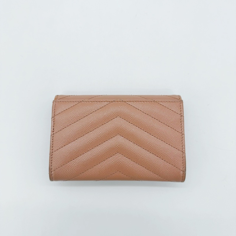 YSL經典款✨鮭魚仙女粉荔枝牛皮卡夾錢包-4