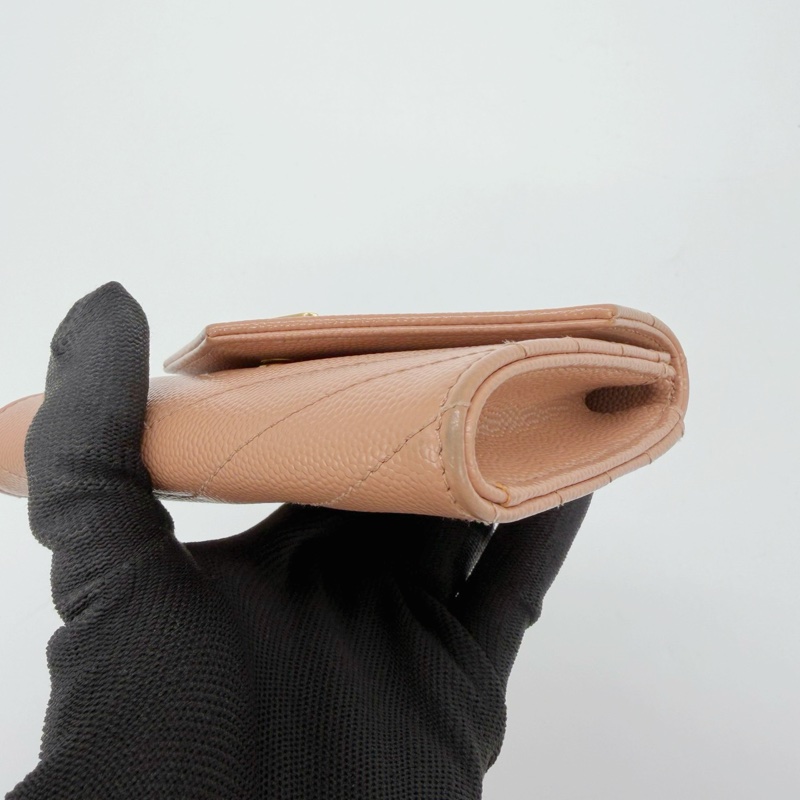 YSL經典款✨鮭魚仙女粉荔枝牛皮卡夾錢包-20