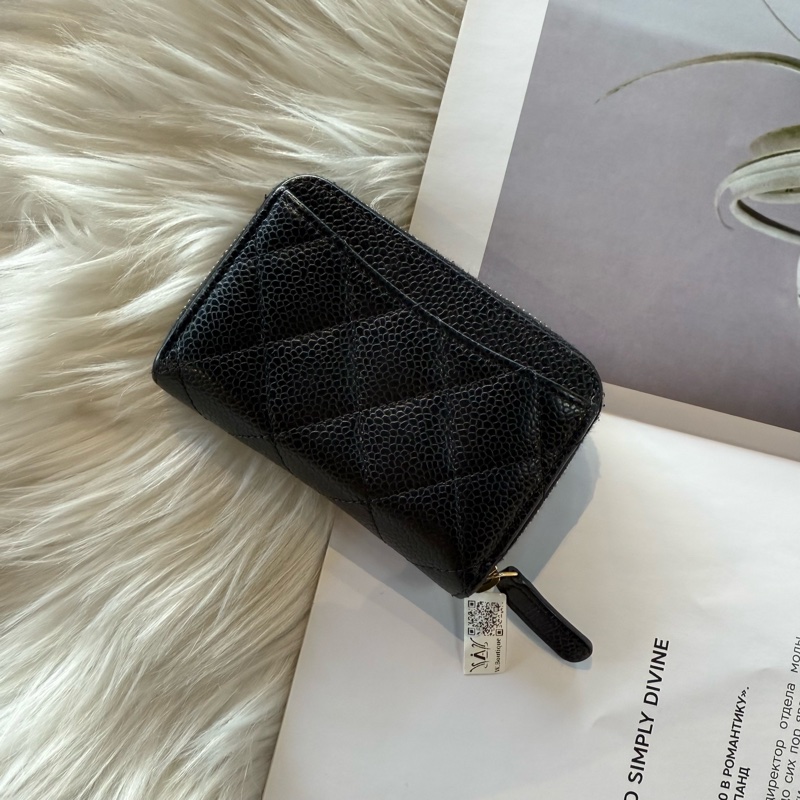 香奈兒 經典雙C黑金拉鏈零錢包-2