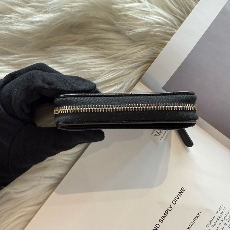 香奈兒 經典雙C黑金拉鏈零錢包-3