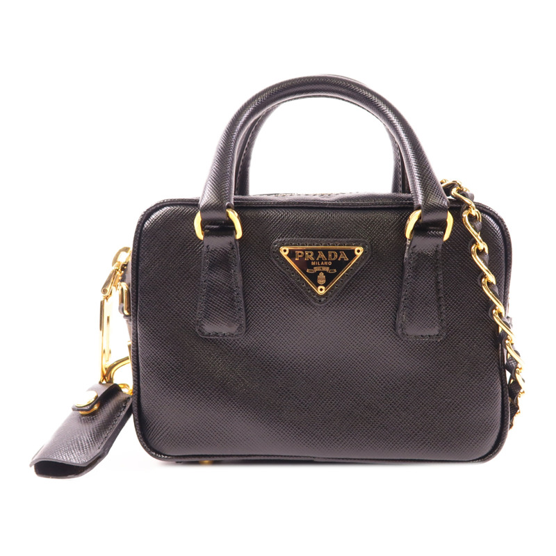 PRADA 牛皮皮革2 Way Shoulder金扣手挽肩背兩用袋-0