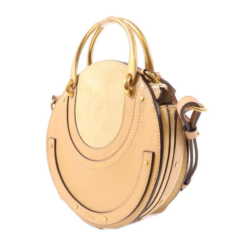 Chloe 牛皮皮革/麂皮皮革Shoulder Bag金扣手挽肩背兩用袋-2