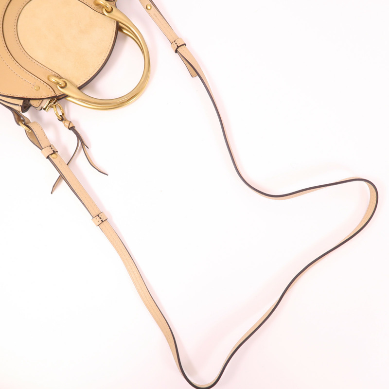 Chloe 牛皮皮革/麂皮皮革Shoulder Bag金扣手挽肩背兩用袋-7