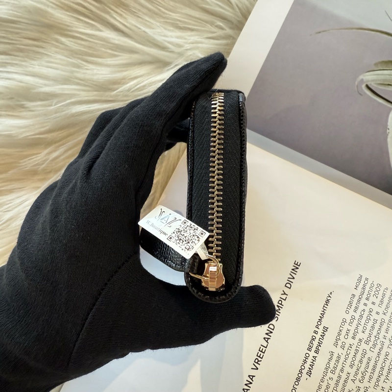 全新 香奈兒 淡金雙C雕花ㄇ字錢包 拉鏈錢包  卡包-5