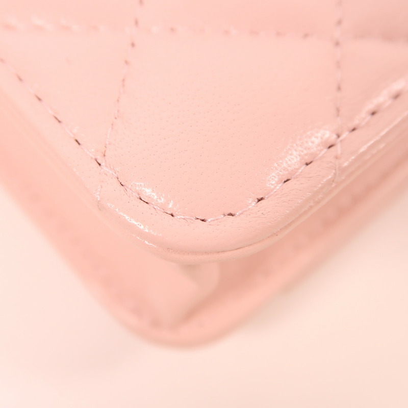 CHANEL 羊皮皮革WOC Wallet On Chain金扣鏈帶肩背袋-13