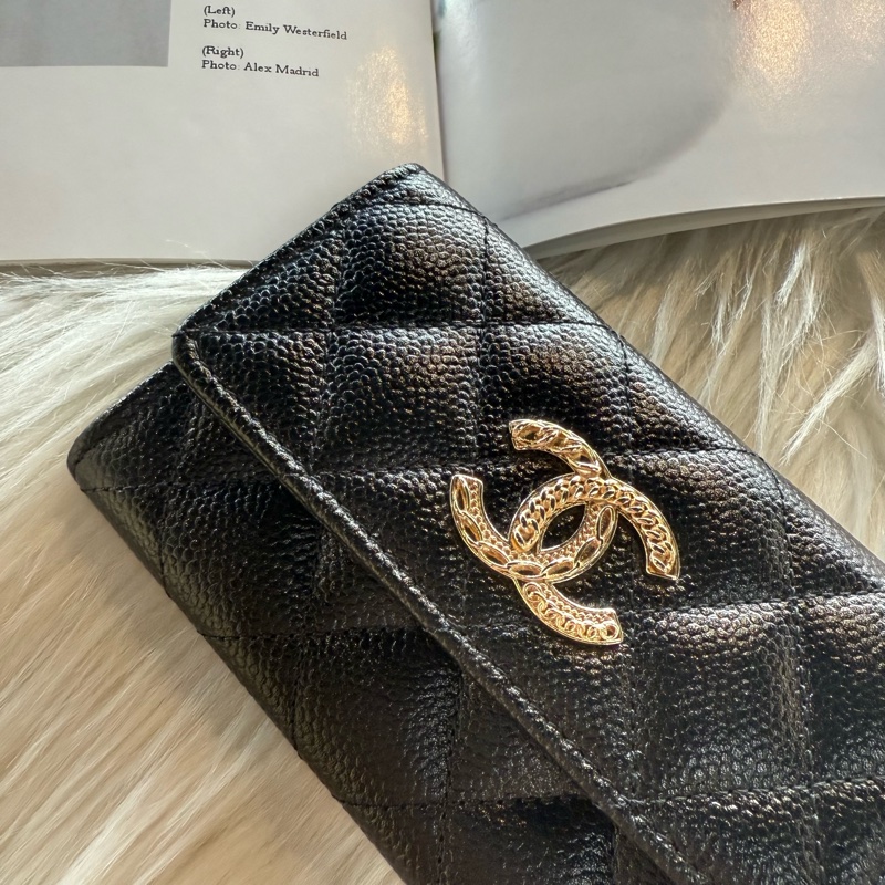 全新 香奈兒 雙C立體菱格卡包  皮片夾-1