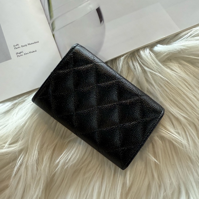 全新 香奈兒 雙C立體菱格卡包  皮片夾-4