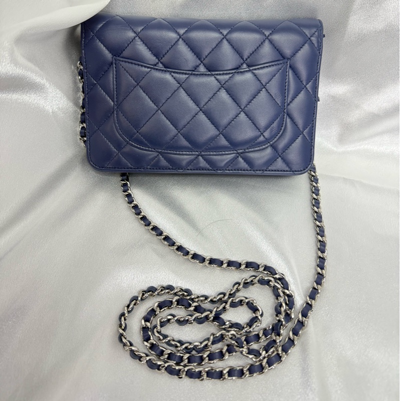 Chanel 香奈兒 woc 銀扣 藍色-1
