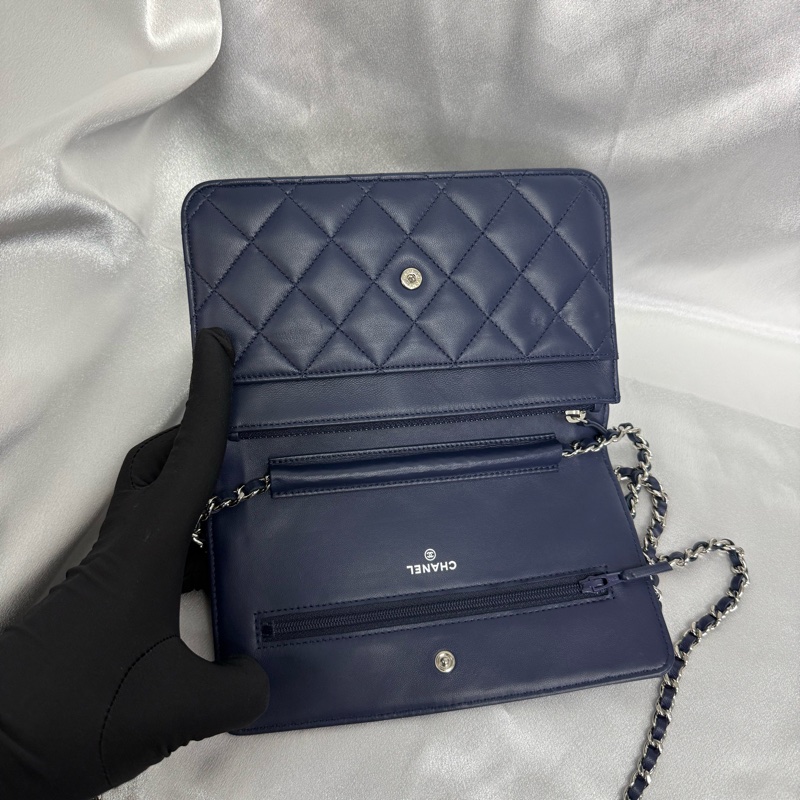 Chanel 香奈兒 woc 銀扣 藍色-5