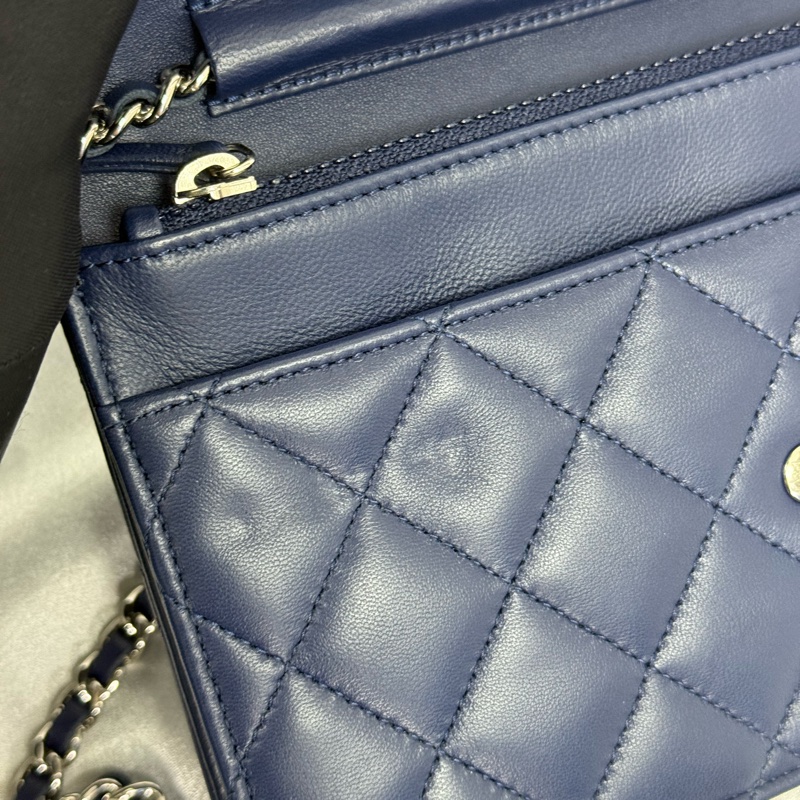 Chanel 香奈兒 woc 銀扣 藍色-6