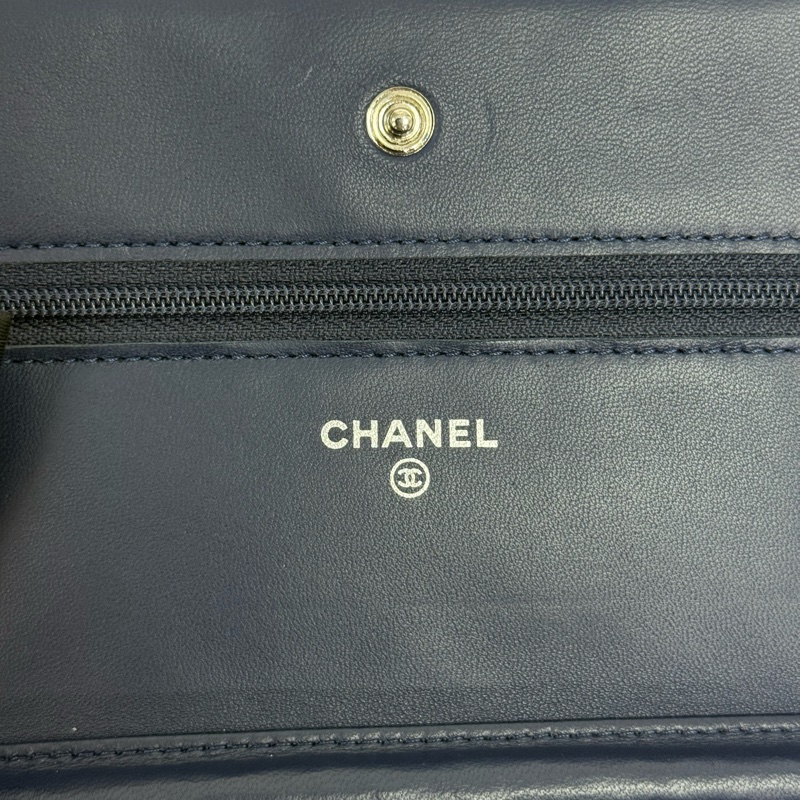 Chanel 香奈兒 woc 銀扣 藍色-11