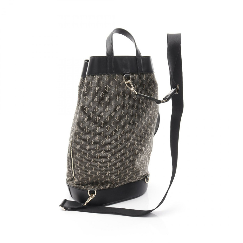 JIMMY CHOO EVAN BACKPACK RAU 背包 背包 皮革 尼龍 帆布 黑色 二手 男女通用-1
